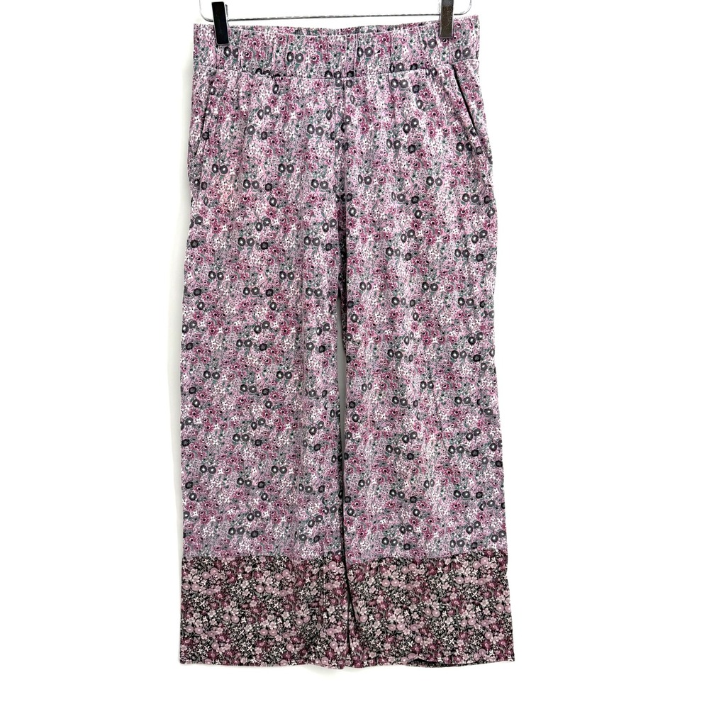 Pact Organic Cotton Floral Wide Leg Lounge Pants Size S Purple Pajama PJ